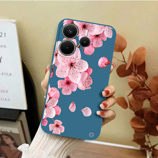 Xiaomi Redmi Note 14 4G Cover - Blue - D4 - ONation Nature Floral Series - HQ Liquid Silicone Soft Case
