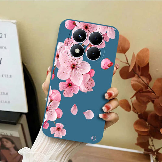 Xiaomi Redmi Note 14 Pro 4G Cover - Blue - D4 - ONation Nature Floral Series - HQ Liquid Silicone Soft Case