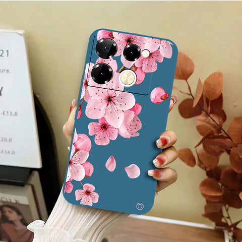 Infinix Note 40 Pro Cover - Blue - D4 - ONation Nature Floral Series - HQ Liquid Silicone Soft Case