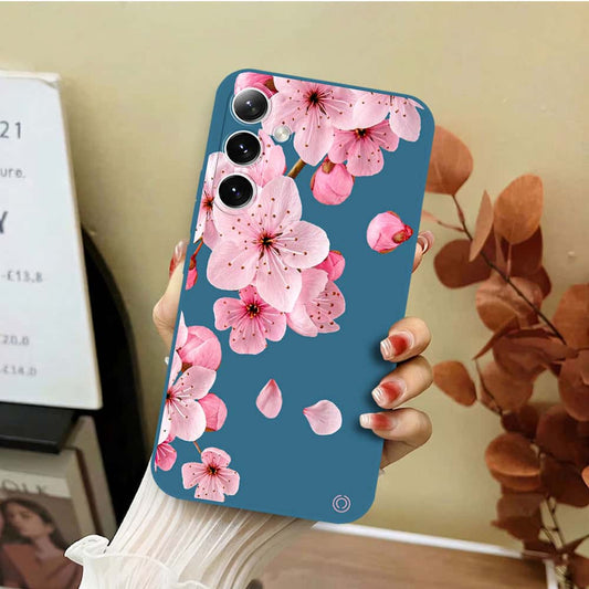 Samsung Galaxy S26 Plus Cover - Blue - D4 - ONation Nature Floral Series - HQ Liquid Silicone Soft Case