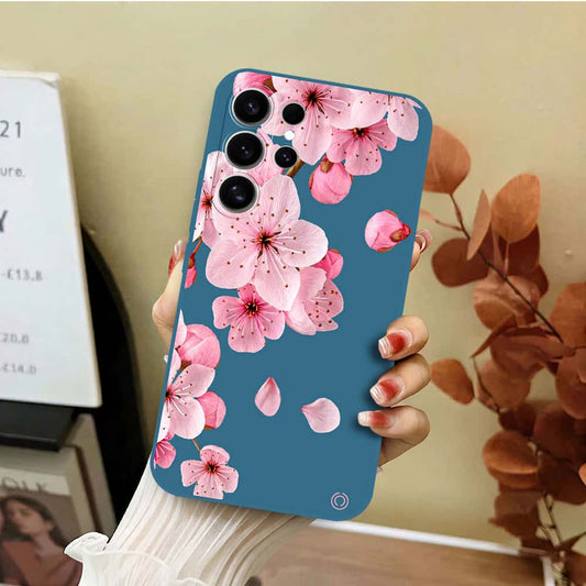 Samsung Galaxy S26 Cover - Blue - D4 - ONation Nature Floral Series - HQ Liquid Silicone Soft Case