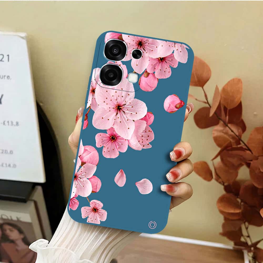 Oppo F31 Cover - Blue - D4 - ONation Nature Floral Series - HQ Liquid Silicone Soft Case