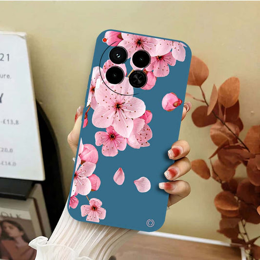 Tecno Camon 30 Cover - Blue - D4 - ONation Nature Floral Series - HQ Liquid Silicone Soft Case