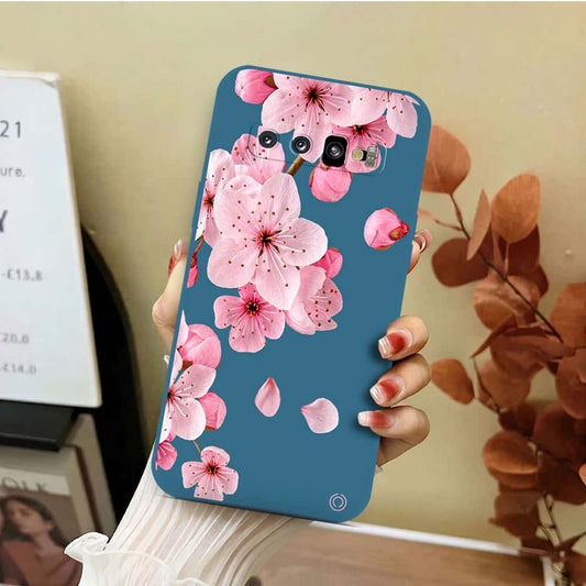 Samsung Galaxy S10 Plus Cover - Blue - D4 - ONation Nature Floral Series - HQ Liquid Silicone Soft Case