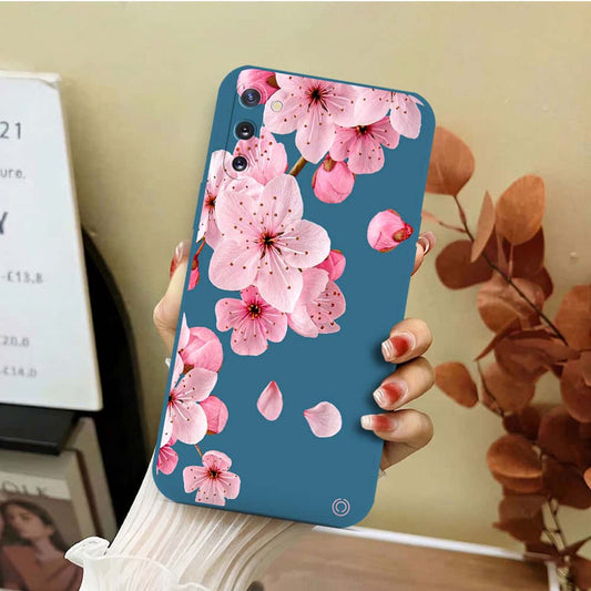 Samsung Galaxy Note 10 Cover - Blue - D4 - ONation Nature Floral Series - HQ Liquid Silicone Soft Case