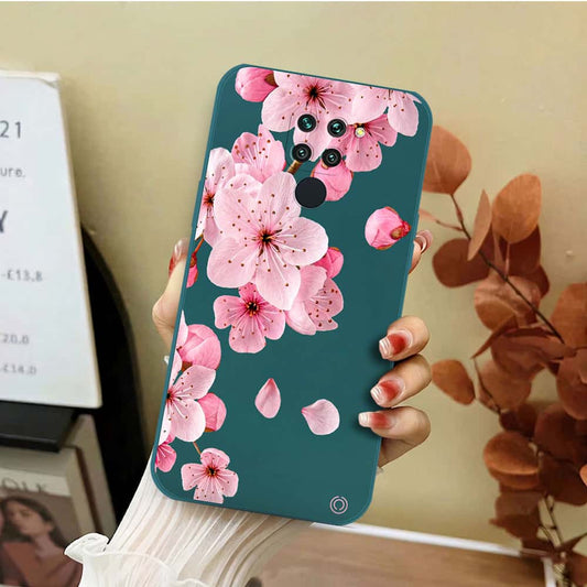 Xiaomi Redmi Note 9 Cover - Dark Green - D4 - ONation Nature Floral Series - HQ Liquid Silicone Soft Case