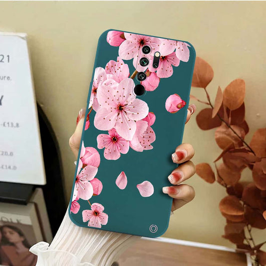 Xiaomi Redmi Note 8 Pro Cover - Dark Green - D4 - ONation Nature Floral Series - HQ Liquid Silicone Soft Case