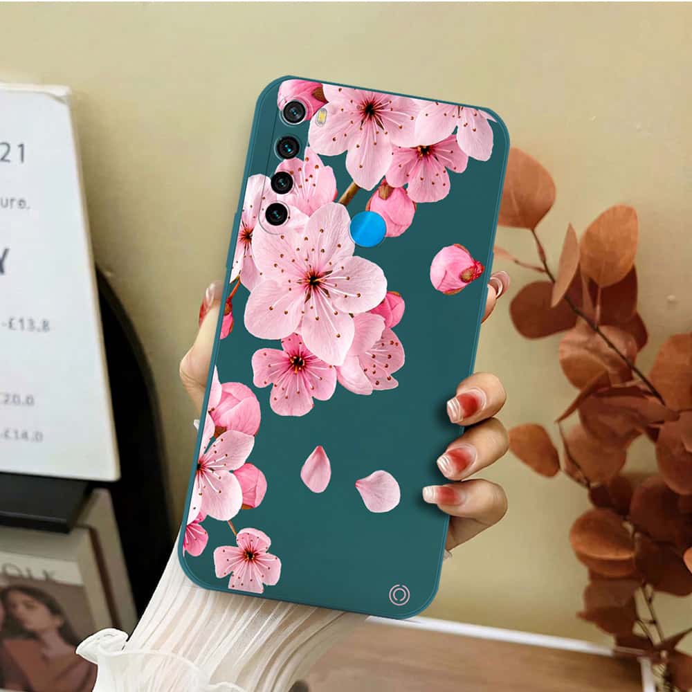 Xiaomi Redmi Note 8 Cover - Dark Green - D4 - ONation Nature Floral Series - HQ Liquid Silicone Soft Case
