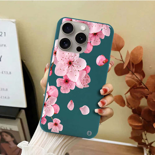 iPhone 15 Pro Max Cover - Dark Green - D4 - ONation Nature Floral Series - HQ Liquid Silicone Soft Case