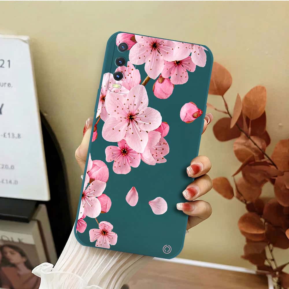 Vivo Y20s Cover - Dark Green - D4 - ONation Nature Floral Series - HQ Liquid Silicone Soft Case