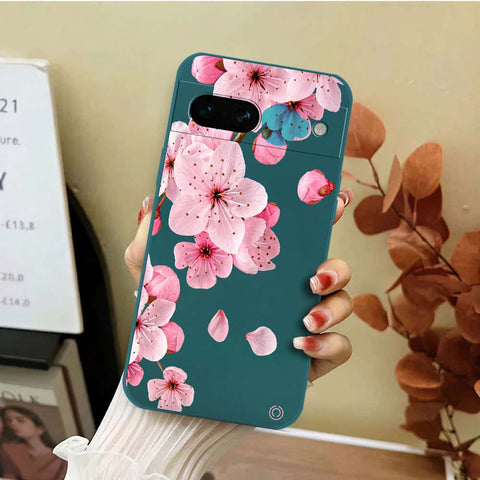 Google Pixel 7a Cover - Dark Green - D4 - ONation Nature Floral Series - HQ Liquid Silicone Soft Case