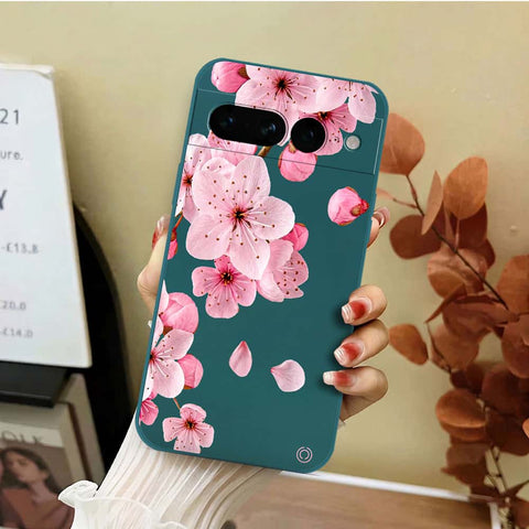 Google Pixel 7 Pro Cover - Dark Green - D4 - ONation Nature Floral Series - HQ Liquid Silicone Soft Case