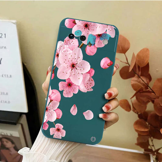 Google Pixel 6a Cover - Dark Green - D4 - ONation Nature Floral Series - HQ Liquid Silicone Soft Case