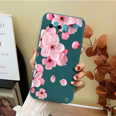 Google Pixel 6a Cover - Dark Green - D4 - ONation Nature Floral Series - HQ Liquid Silicone Soft Case