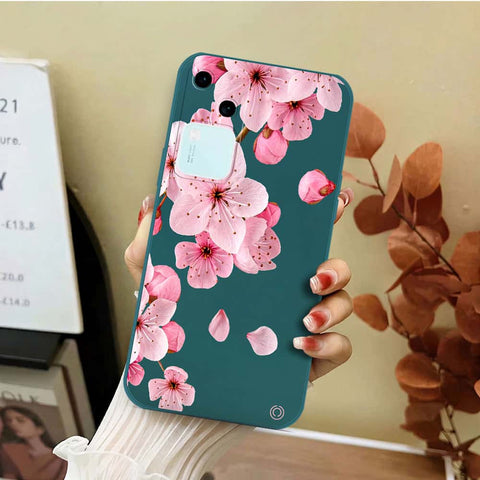 Vivo V30 Cover - Dark Green - D4 - ONation Nature Floral Series - HQ Liquid Silicone Soft Case