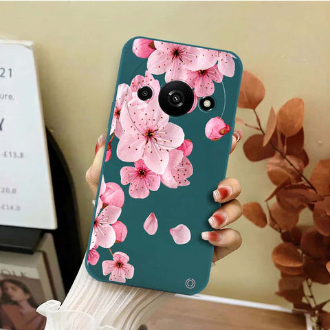 Xiaomi Redmi A3 Cover - Dark Green - D4 - ONation Nature Floral Series - HQ Liquid Silicone Soft Case