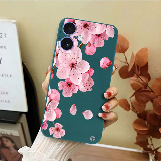 iPhone 16 Cover - Dark Green - D4 - ONation Nature Floral Series - HQ Liquid Silicone Soft Case