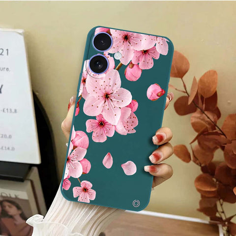 iPhone 16 Plus Cover - Dark Green - D4 - ONation Nature Floral Series - HQ Liquid Silicone Soft Case