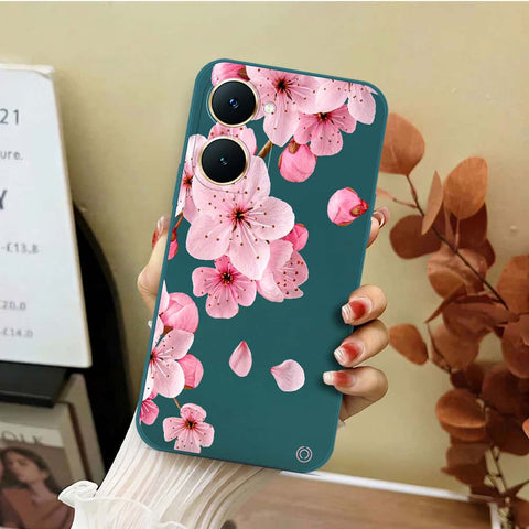 Vivo Y03 Cover - Dark Green - D4 - ONation Nature Floral Series - HQ Liquid Silicone Soft Case