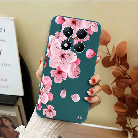 Xiaomi Redmi Note 14 Pro 4G Cover - Dark Green - D4 - ONation Nature Floral Series - HQ Liquid Silicone Soft Case