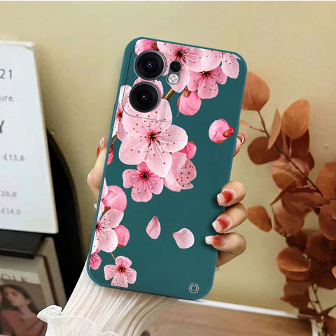 Oppo Reno 13F 5G Cover - Dark Green - D4 - ONation Nature Floral Series - HQ Liquid Silicone Soft Case