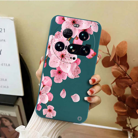 Xiaomi 15 Ultra Cover - Dark Green - D4 - ONation Nature Floral Series - HQ Liquid Silicone Soft Case