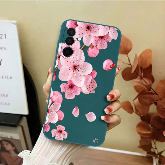 Samsung Galaxy F17 Cover - Dark Green - D4 - ONation Nature Floral Series - HQ Liquid Silicone Soft Case