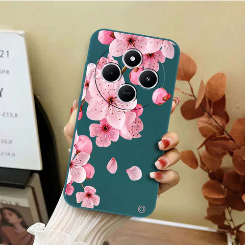 Xiaomi Poco C75 Cover - Dark Green - D4 - ONation Nature Floral Series - HQ Liquid Silicone Soft Case