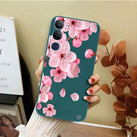 Vivo Y29 5G Cover - Dark Green - D4 - ONation Nature Floral Series - HQ Liquid Silicone Soft Case