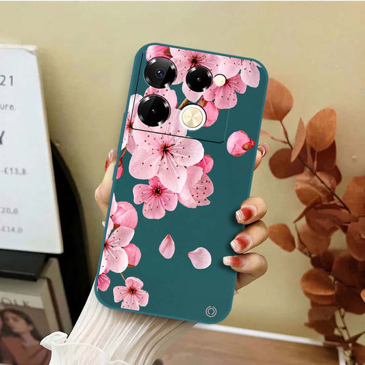Infinix Note 40 Pro Plus Cover - Dark Green - D4 - ONation Nature Floral Series - HQ Liquid Silicone Soft Case