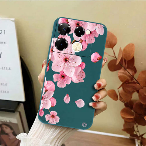 Infinix Note 40 Pro Cover - Dark Green - D4 - ONation Nature Floral Series - HQ Liquid Silicone Soft Case