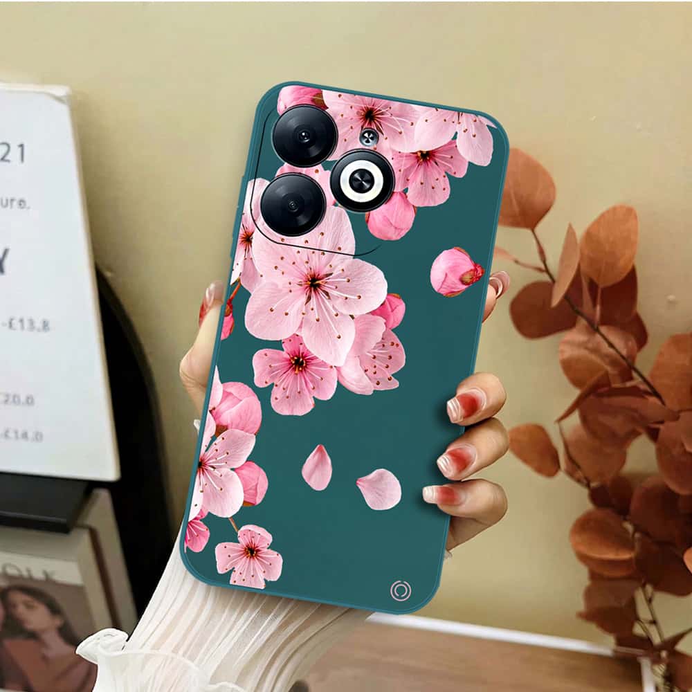 Tecno Pop 8 Cover - Dark Green - D4 - ONation Nature Floral Series - HQ Liquid Silicone Soft Case