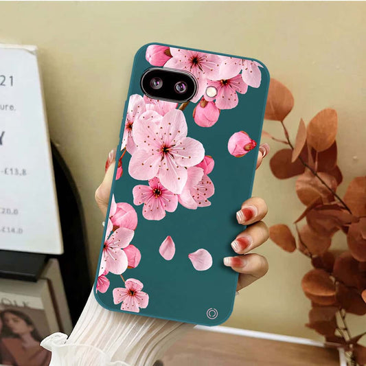 Google Pixel 9a Cover - Dark Green - D4 - ONation Nature Floral Series - HQ Liquid Silicone Soft Case
