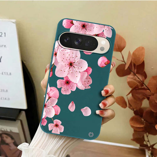 Google Pixel 10 Pro XL Cover - Dark Green - D4 - ONation Nature Floral Series - HQ Liquid Silicone Soft Case