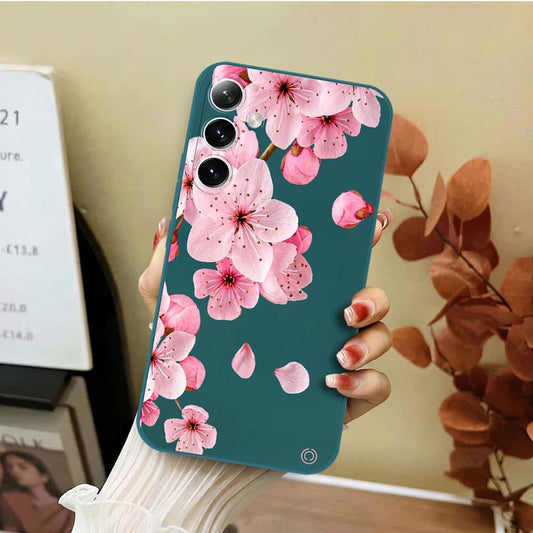 Samsung Galaxy S26 Plus Cover - Dark Green - D4 - ONation Nature Floral Series - HQ Liquid Silicone Soft Case