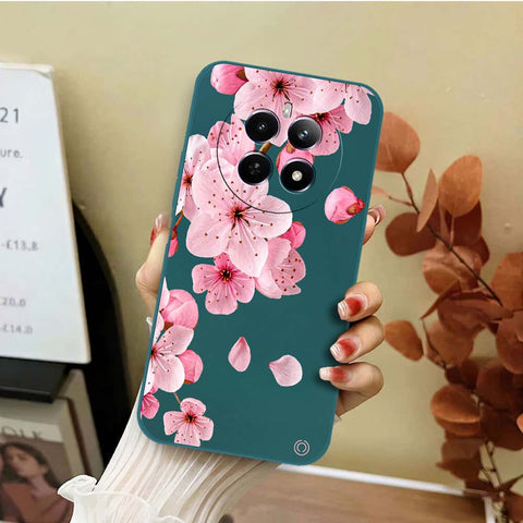 Realme 12 Plus Cover - Dark Green - D4 - ONation Nature Floral Series - HQ Liquid Silicone Soft Case