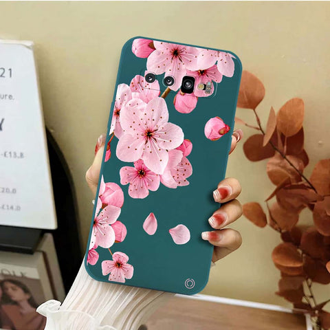 Samsung Galaxy S10 Plus Cover - Dark Green - D4 - ONation Nature Floral Series - HQ Liquid Silicone Soft Case