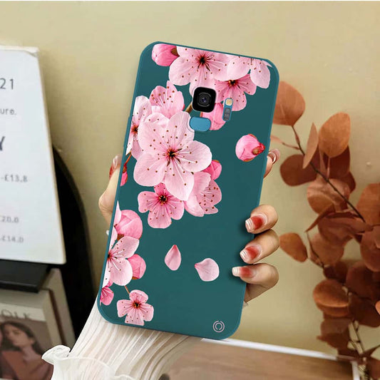Samsung Galaxy S9 Cover - Dark Green - D4 - ONation Nature Floral Series - HQ Liquid Silicone Soft Case