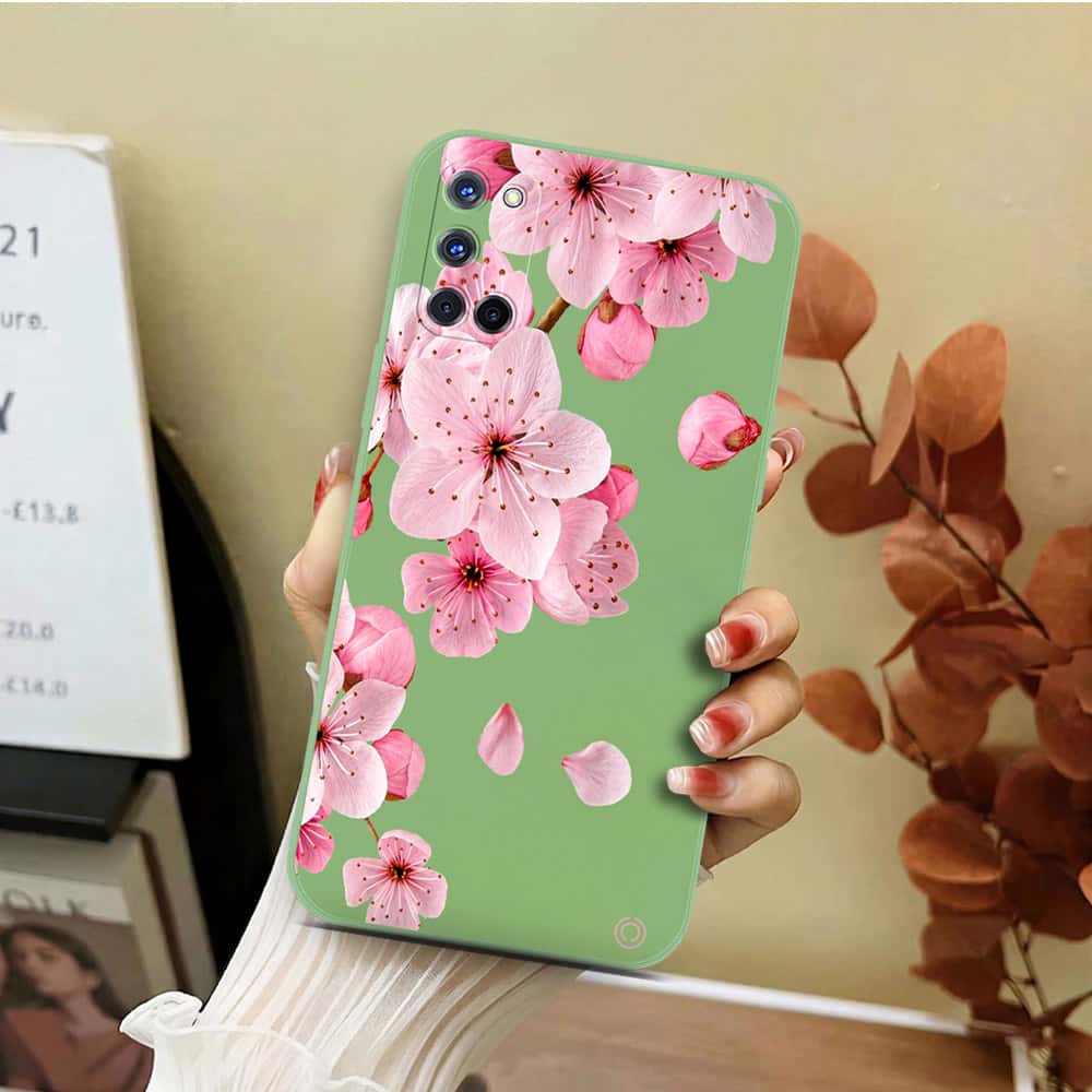 Oppo A72 Cover - Light Green - D4 - ONation Nature Floral Series - HQ Liquid Silicone Soft Case