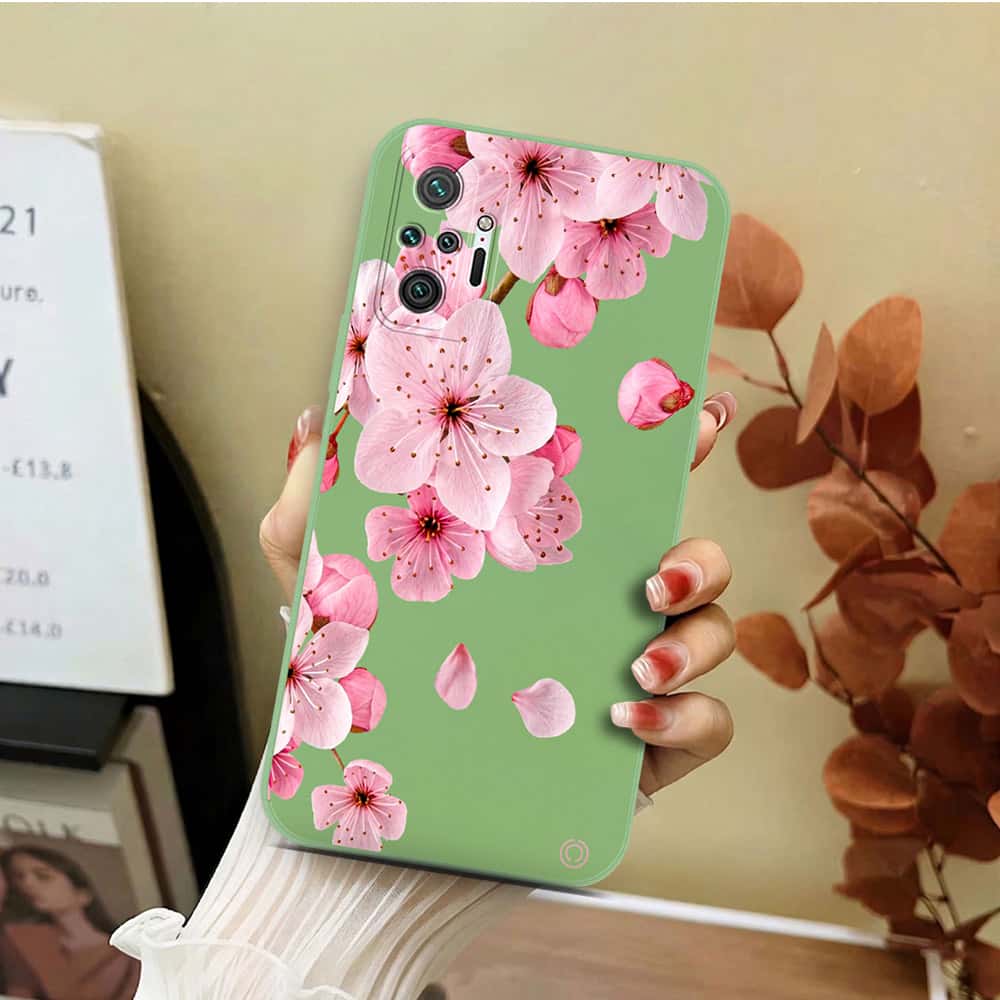 Xiaomi Redmi Note 10 Pro Max Cover - Light Green - D4 - ONation Nature Floral Series - HQ Liquid Silicone Soft Case (Fast Delivery)(W)