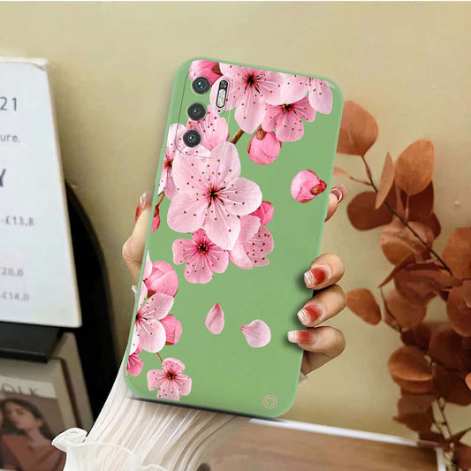Xiaomi Redmi Note 10 5G Cover - Light Green - D4 - ONation Nature Floral Series - HQ Liquid Silicone Soft Case
