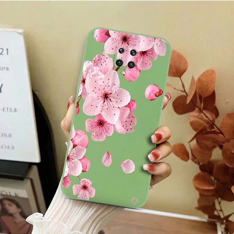 Xiaomi Redmi Note 9 Pro Cover - Light Green - D4 - ONation Nature Floral Series - HQ Liquid Silicone Soft Case