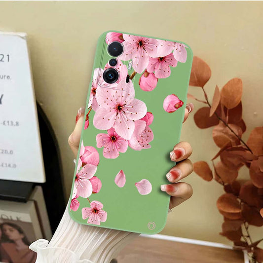 Xiaomi 11T Pro Cover - Light Green - D4 - ONation Nature Floral Series - HQ Liquid Silicone Soft Case