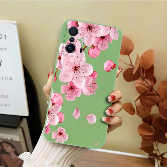 Xiaomi 11T Cover - Light Green - D4 - ONation Nature Floral Series - HQ Liquid Silicone Soft Case