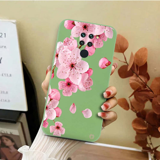 Xiaomi Redmi 10X 4G Cover - Light Green - D4 - ONation Nature Floral Series - HQ Liquid Silicone Soft Case