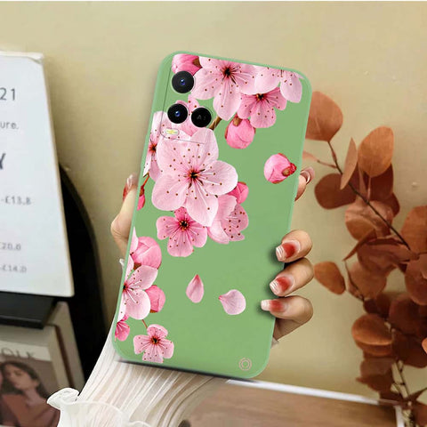 Vivo Y33t Cover - Light Green - D4 - ONation Nature Floral Series - HQ Liquid Silicone Soft Case