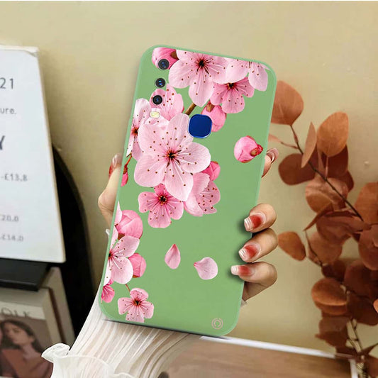 Vivo Y17 Cover - Light Green - D4 - ONation Nature Floral Series - HQ Liquid Silicone Soft Case