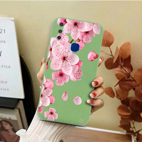 Vivo Y12 Cover - Light Green - D4 - ONation Nature Floral Series - HQ Liquid Silicone Soft Case