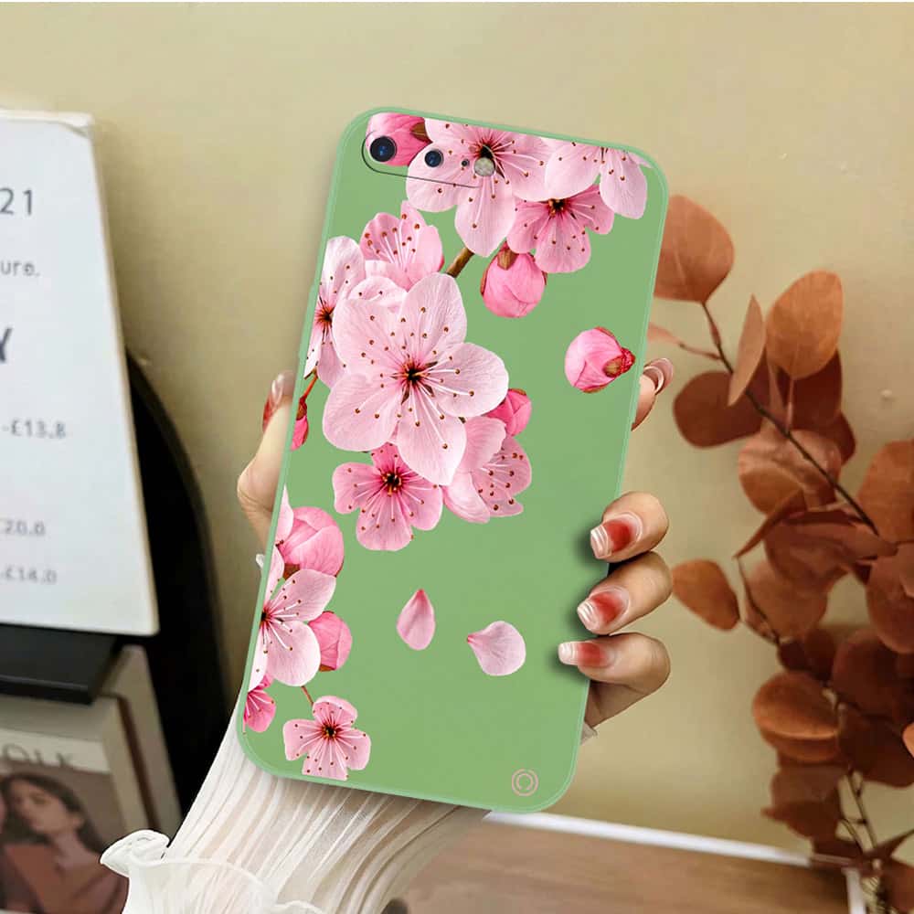 iPhone 8 Plus / 7 Plus Cover - Light Green - D4 - ONation Nature Floral Series - HQ Liquid Silicone Soft Case