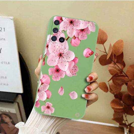 Samsung Galaxy M51 Cover - Light Green - D4 - ONation Nature Floral Series - HQ Liquid Silicone Soft Case